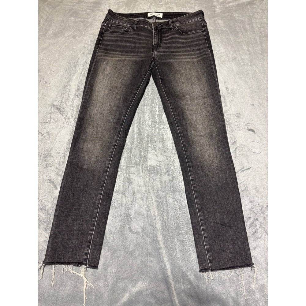 BKE Payton Women Size 27 Universal Fit Mid Rise Ankle Skinny Black Jeans Raw Hem